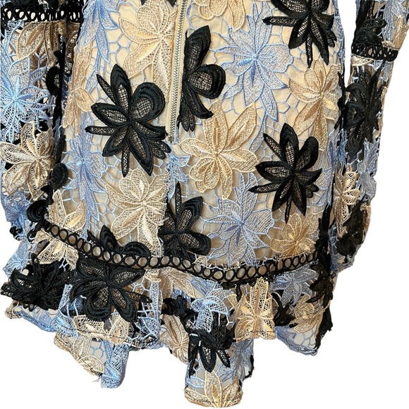 Lulu’s Crochet Lace Ruffled Come To The Party Floral Mini Dress Size Med NWT - Picture 7 of 14